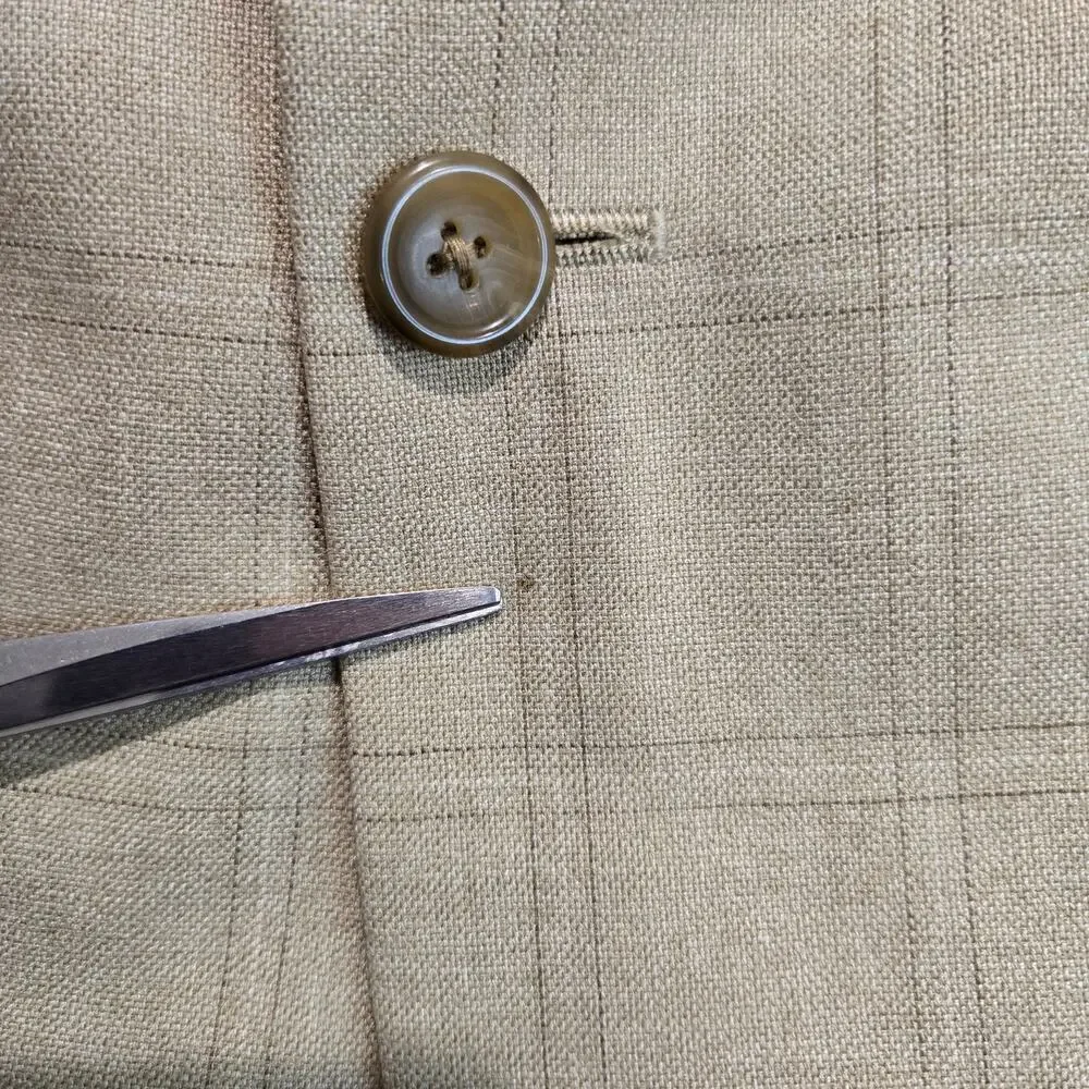 Joseph & Feiss Silk Wool Blend Beige Windowpane Blazer Sports Coat Size 41R
